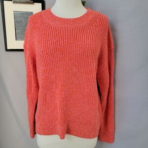 Made For Italic 100% Wool Crew Neck Pullover‎ Marled Sweater Orange Pink S